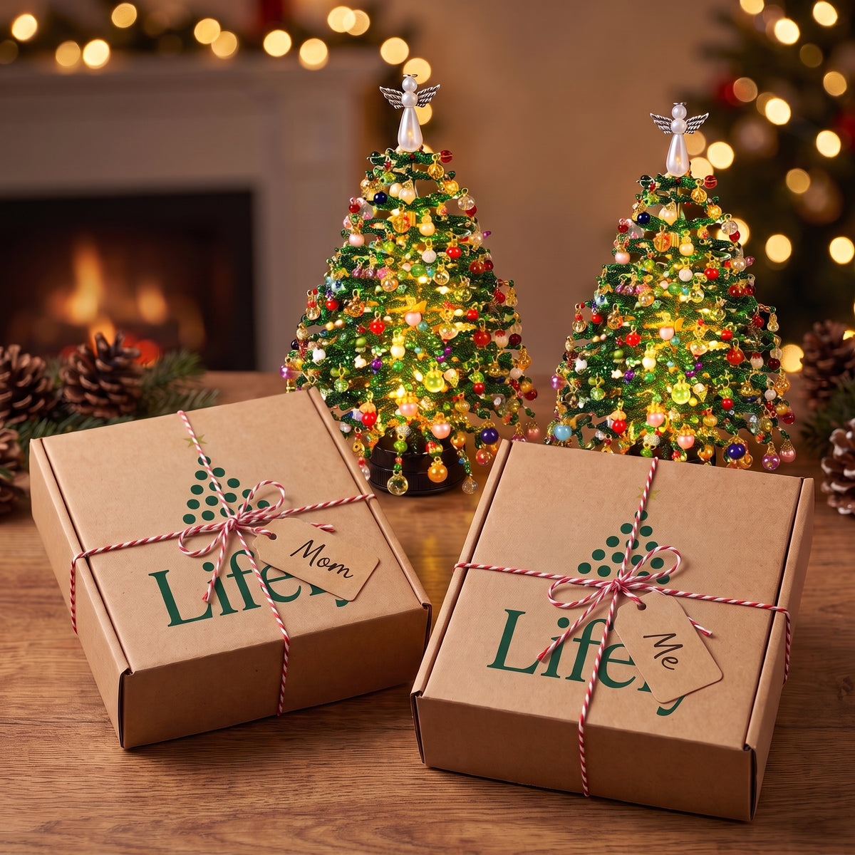 Two Lifely beaded tree kits as gifts for Mom and me