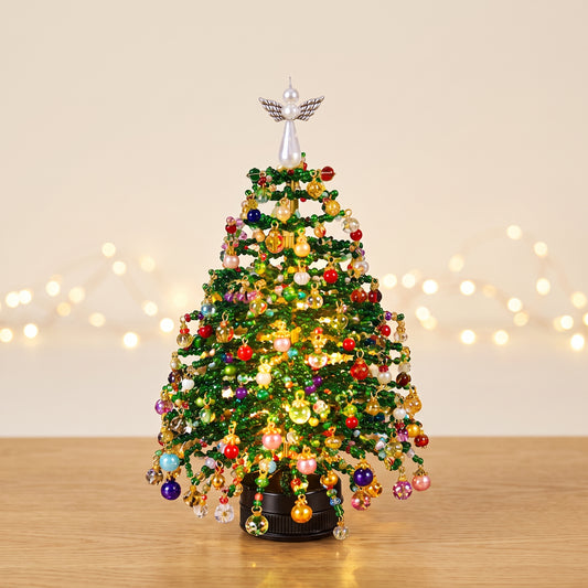 Lifely beaded Christmas tree glowing with warm lights